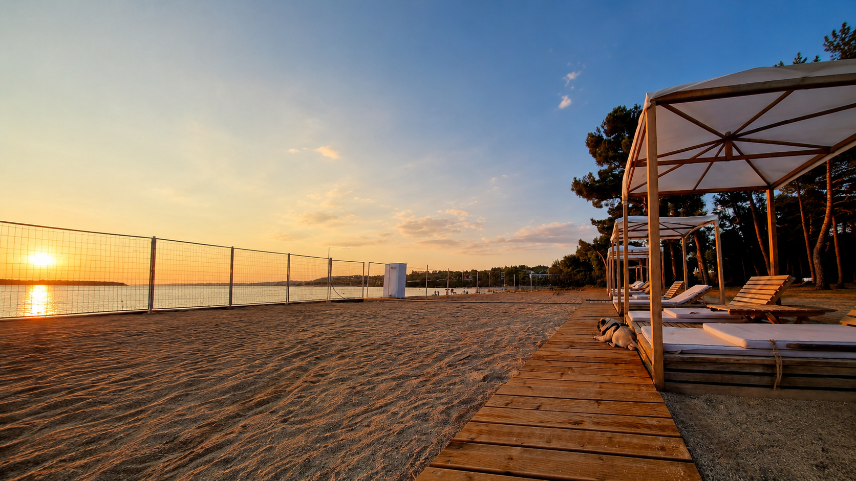 Golden sunset across the beachfront