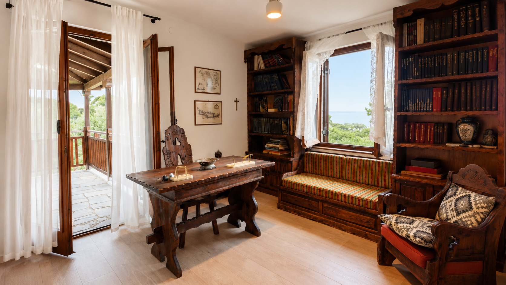 Traditional library and writing room