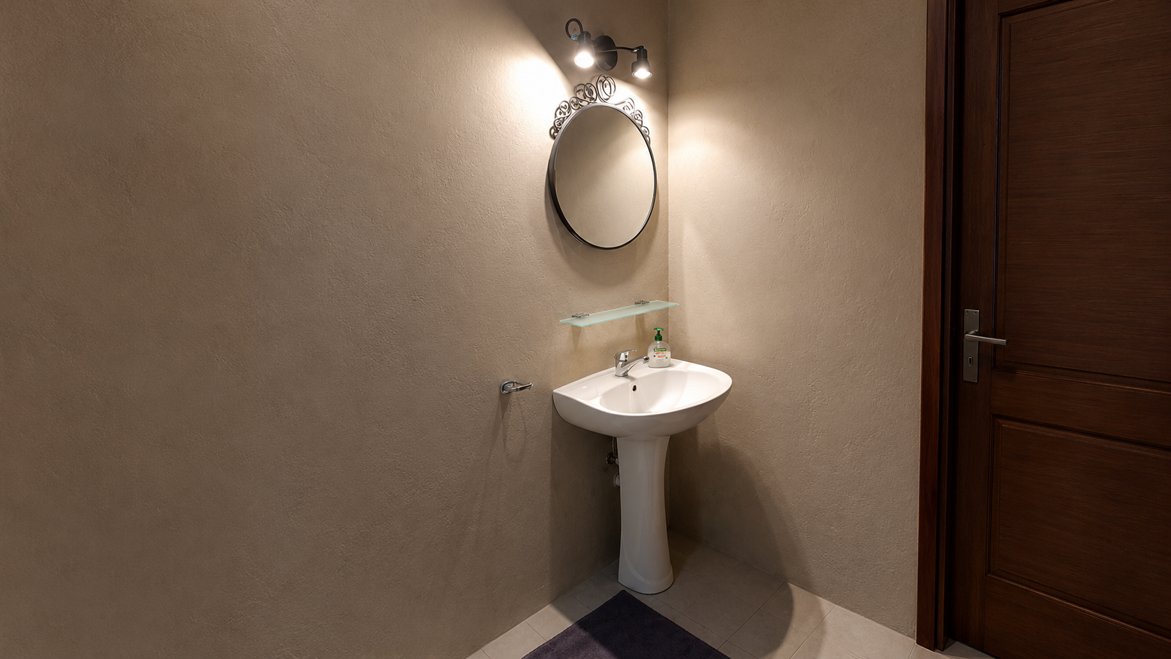 Atmospheric guest washroom
